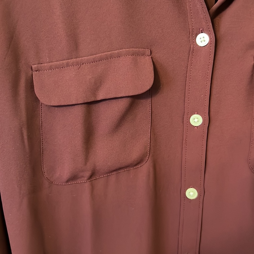 Loft Maroon Button Down With Roll Tab Sleeves - image 2